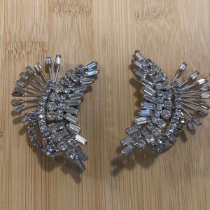 Vintage Silver Crystal Clip on Earrings